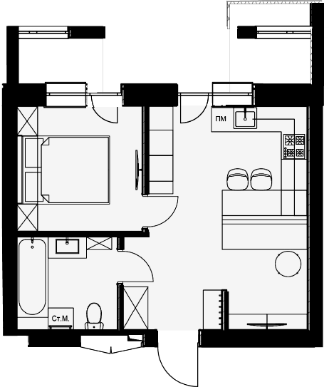 Планування квартири, 49.00 м²