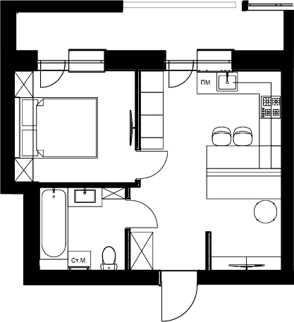 Планування квартири, 47.10 м²