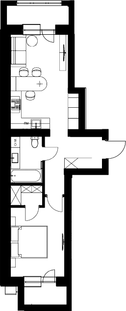 Планування квартири, 55.40 м²