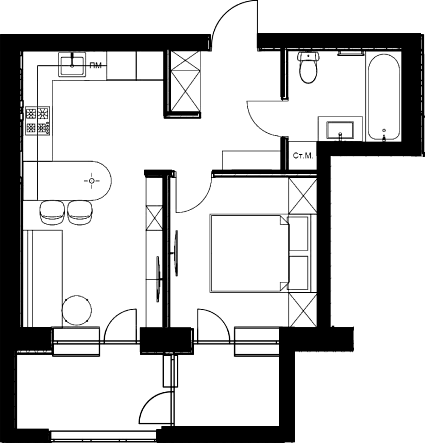 Планування квартири, 48.00 м²