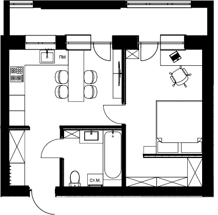 Планування квартири, 53.00 м²