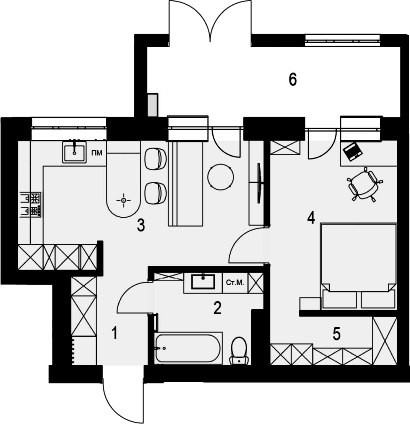 Планування квартири, 59.20 м²