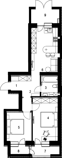 Планування квартири, 73.00 м²