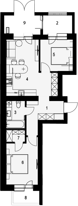 Планування квартири, 71.00 м²